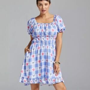 Kuromi by Sanrio Gingham Floral Smock Dress Boxlunch Exclusive Purple Women’s
